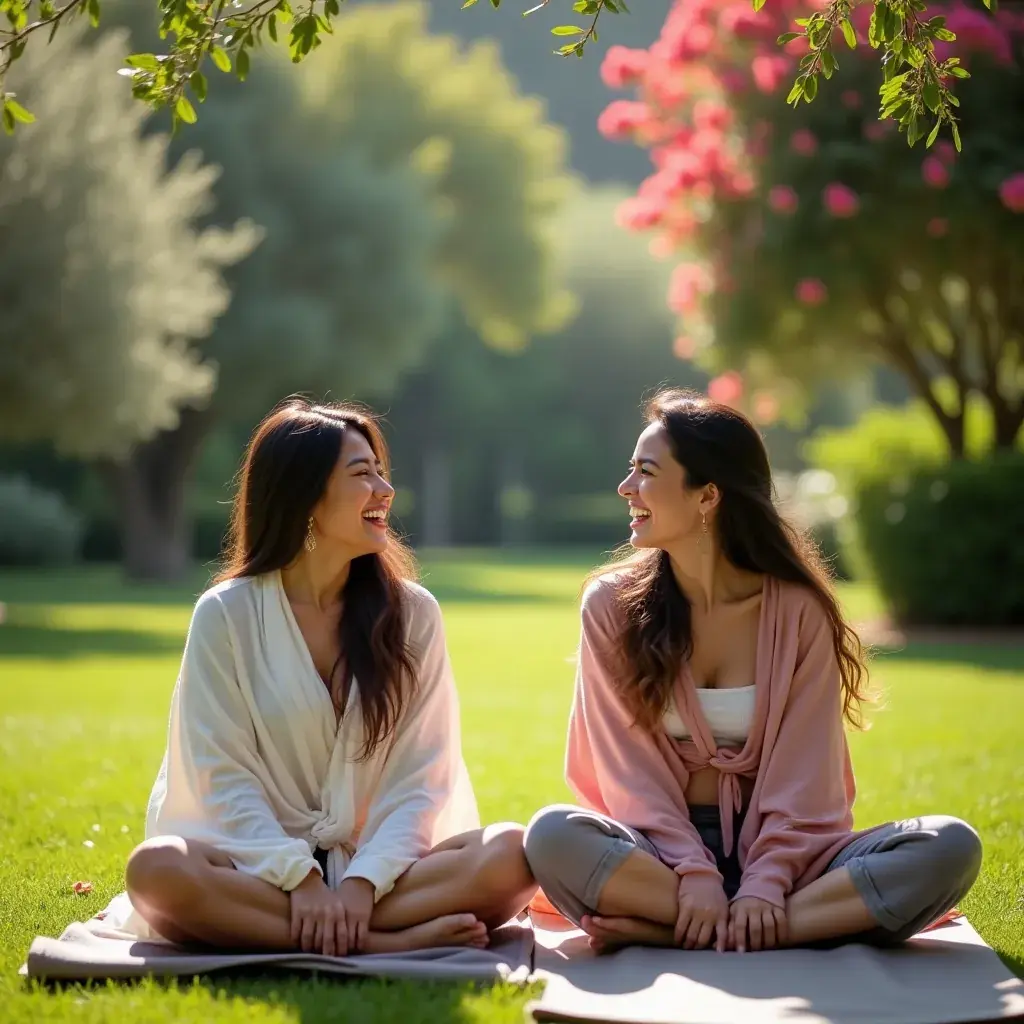 Grupo de personas realizando ejercicios de respiración en el estudio.